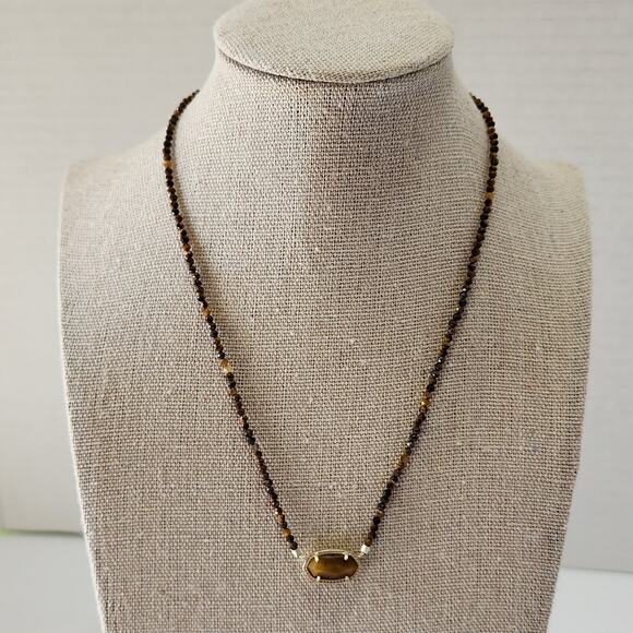KENDRA SCOTT ELISA BROWN BEADED TIGERS EYE NECKLACE - Picture 3 of 8